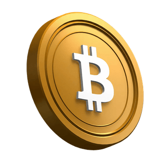 Pièce Bitcoin (BTC) en biais dans le design de la section hero